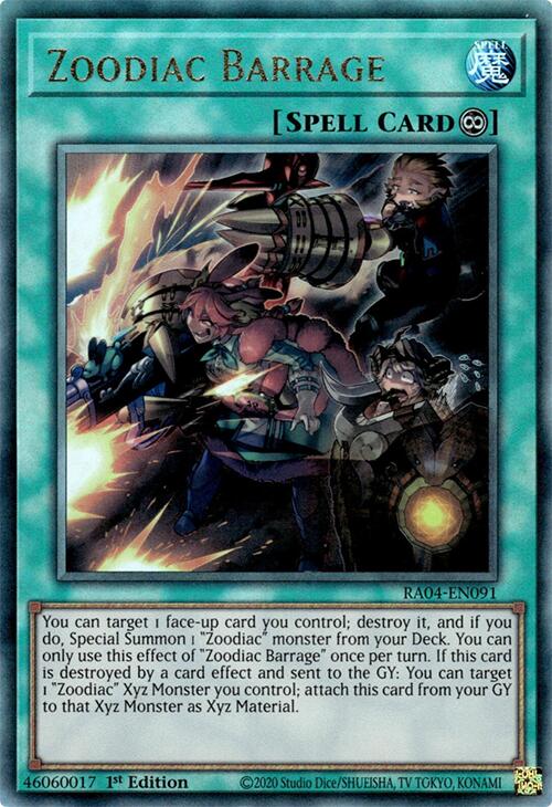 Zoodiac Barrage [RA04-EN091] Prismatic Ultimate Rare | RetroPlay Games