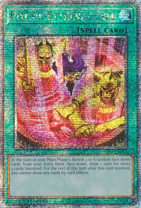 Pot of Extravagance (New Art) [RA04-EN093] Quarter Century Secret Rare | RetroPlay Games