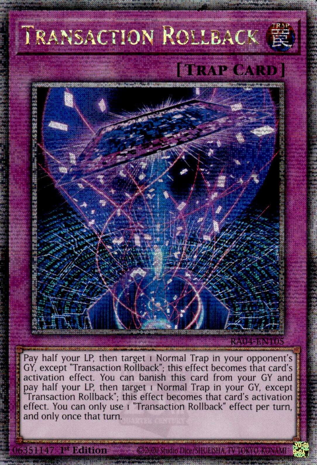 Transaction Rollback [RA04-EN105] Quarter Century Secret Rare | RetroPlay Games
