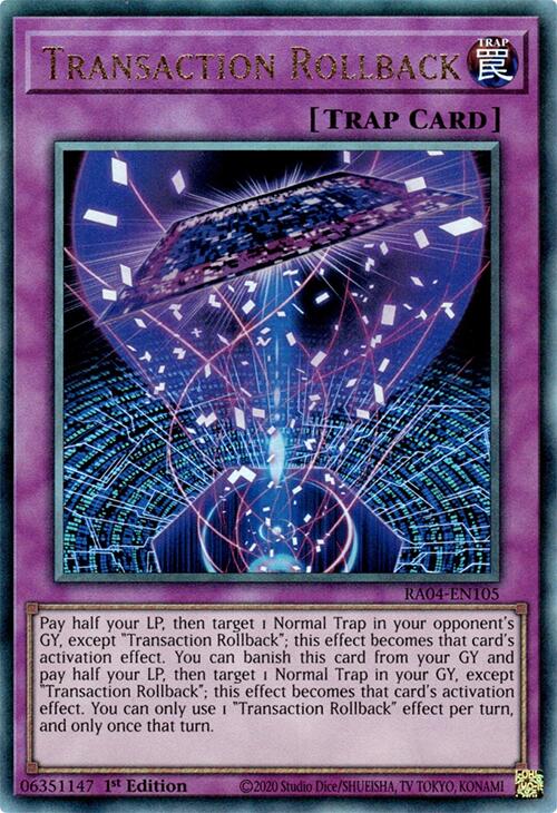Transaction Rollback [RA04-EN105] Prismatic Ultimate Rare | RetroPlay Games