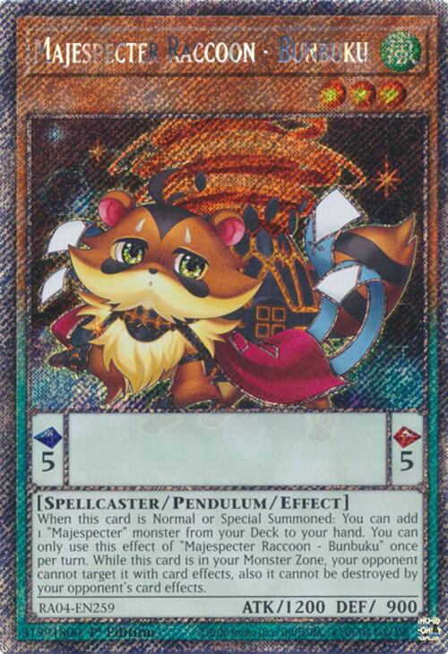 Majespecter Raccoon - Bunbuku [RA04-EN259] Platinum Secret Rare | RetroPlay Games