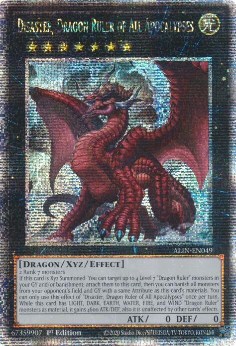 Disaster, Dragon Ruler of All Apocalypses [ALIN-EN049] Quarter Century Secret Rare | RetroPlay Games