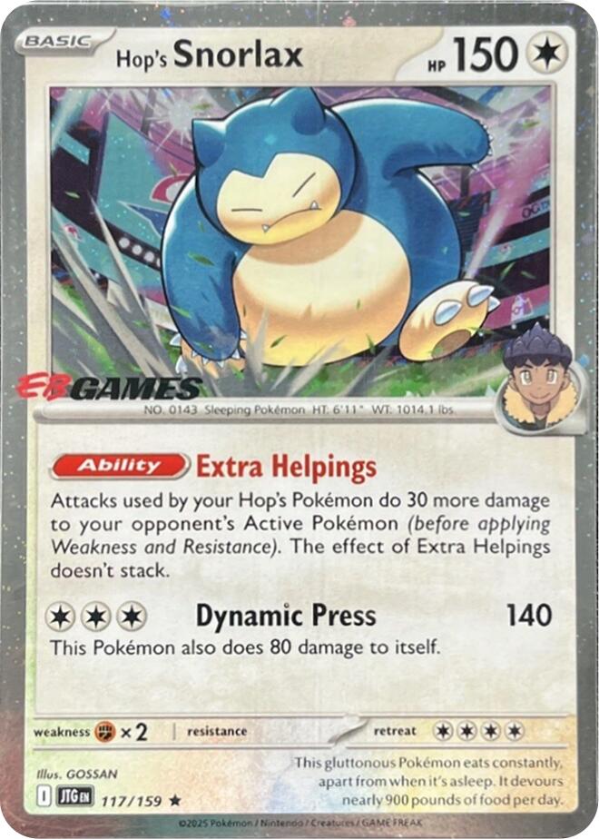 Hop's Snorlax (117/159) (EB Games) (Cosmos Holo) [Scarlet & Violet: Journey Together] | RetroPlay Games