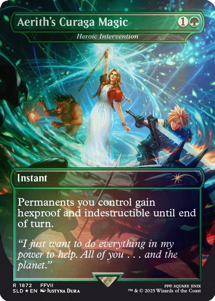 Aerith's Curaga Magic - Heroic Intervention (Rainbow Foil) [Secret Lair Drop Series] | RetroPlay Games