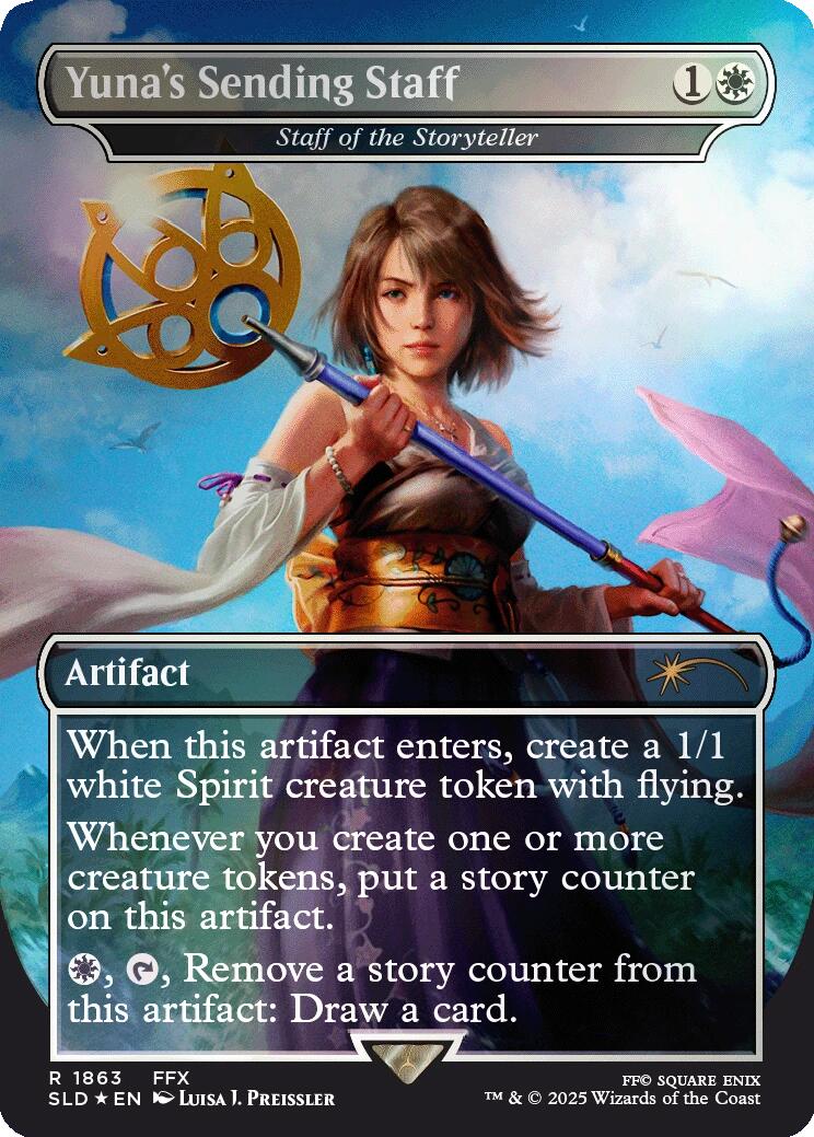 Yuna's Sending Staff - Staff of the Storyteller (Rainbow Foil) [Secret Lair Drop Series] | RetroPlay Games