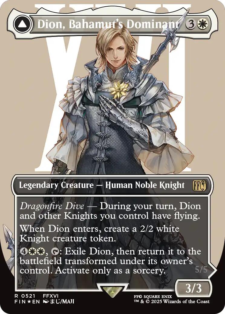 Dion, Bahamut's Dominant // Bahamut, Warden of Light (Borderless) (Surge Foil) [FINAL FANTASY] | RetroPlay Games