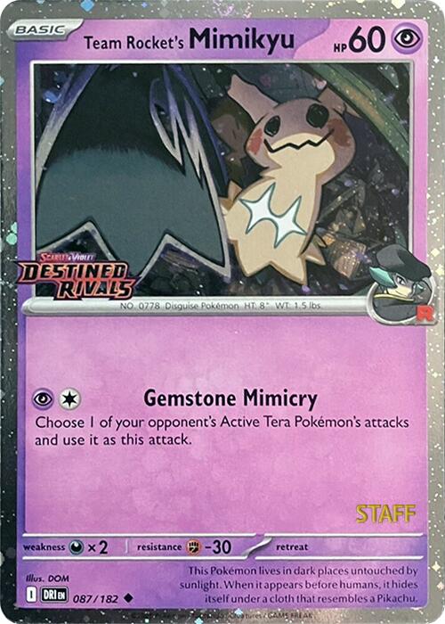 Team Rocket's Mimikyu (087/182) (Prerelease Staff) [Scarlet & Violet: Destined Rivals] | RetroPlay Games