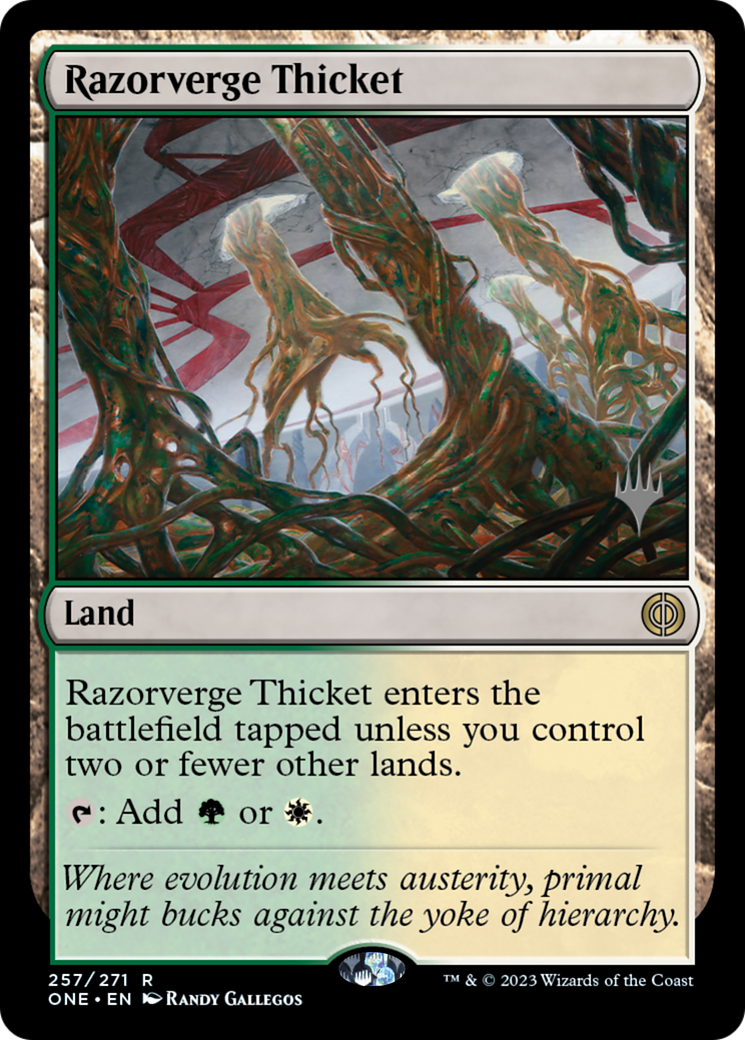 Razorverge Thicket (Promo Pack) [Phyrexia: All Will Be One Promos] | RetroPlay Games