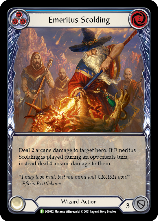 Emeritus Scolding (Blue Extended Art) [LGS092] (Promo)  Rainbow Foil | RetroPlay Games