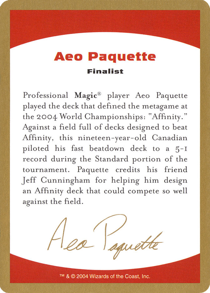 Aeo Paquette Bio [World Championship Decks 2004] | RetroPlay Games