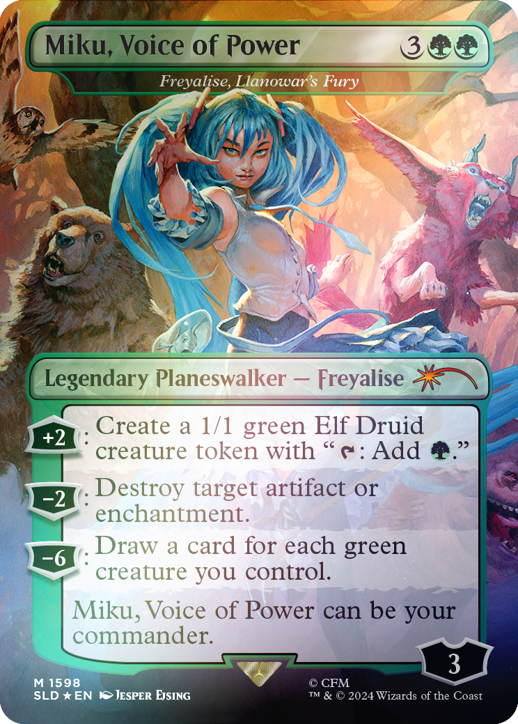 Miku, Voice of Power - Freyalise, Llanowar's Fury (Rainbow Foil) [Secret Lair Drop Series] | RetroPlay Games