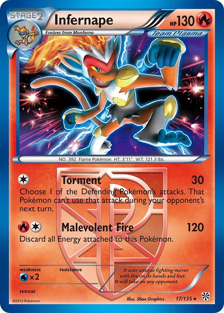 Infernape (17/135) (Theme Deck Exclusive) [Black & White: Plasma Storm] | RetroPlay Games