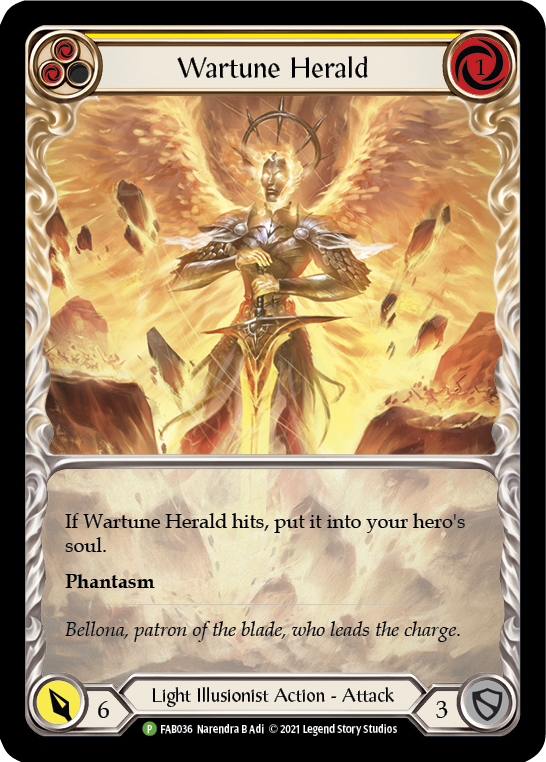 Wartune Herald (Yellow Extended Art) [FAB036] (Promo)  Rainbow Foil | RetroPlay Games