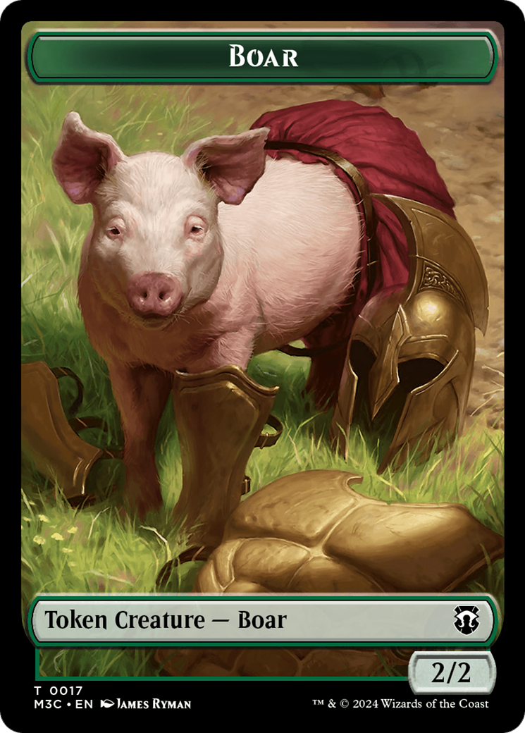 Boar (Ripple Foil) // Forest Dryad Double-Sided Token [Modern Horizons 3 Commander Tokens] | RetroPlay Games