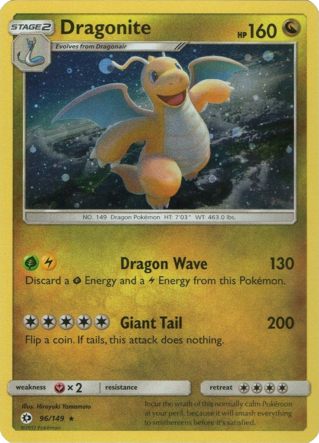 Dragonite (96/149) (Cosmos Holo) [Sun & Moon: Base Set] | RetroPlay Games