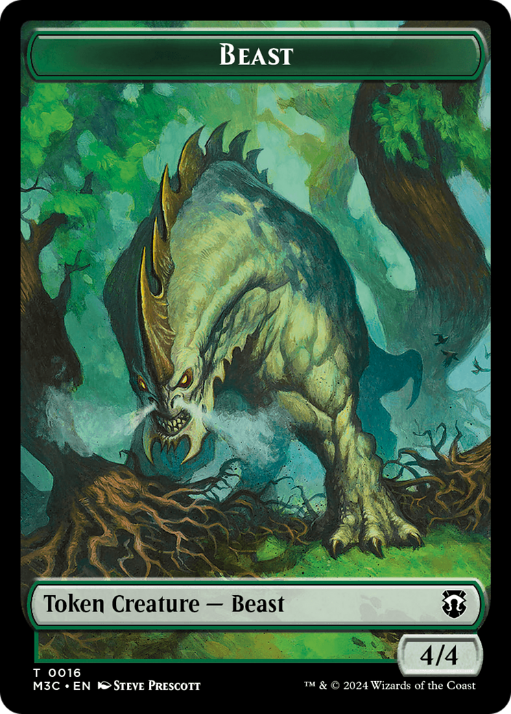 Elephant (Ripple Foil) // Beast (0016) Double-Sided Token [Modern Horizons 3 Commander Tokens] | RetroPlay Games