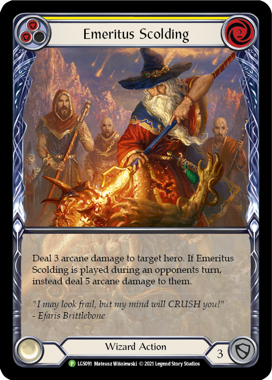 Emeritus Scolding (Yellow Extended Art) [LGS091] (Promo)  Rainbow Foil | RetroPlay Games