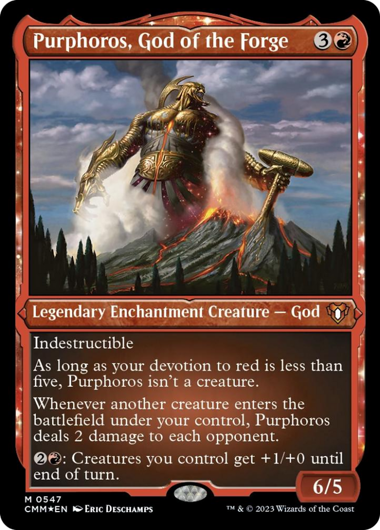 Purphoros, God of the Forge (Foil Etched) [Commander Masters] | RetroPlay Games