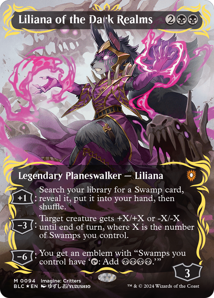 Liliana of the Dark Realms (Borderless) (Raised Foil) [Bloomburrow Commander] | RetroPlay Games