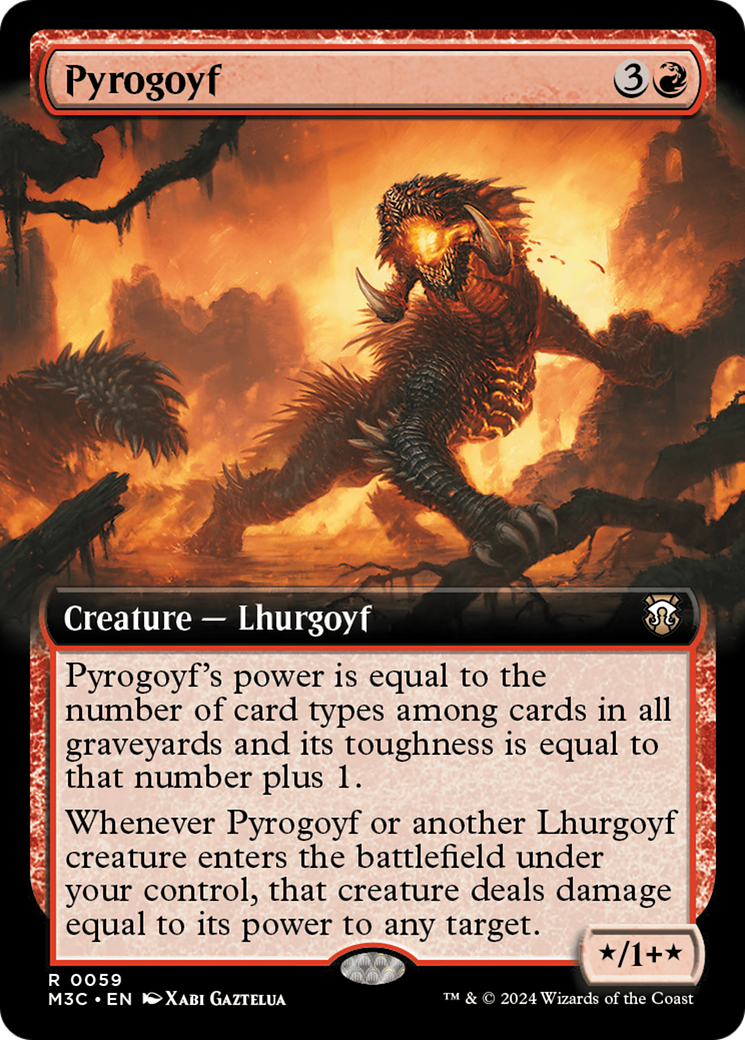 Pyrogoyf (Extended Art) (Ripple Foil) [Modern Horizons 3 Commander] | RetroPlay Games