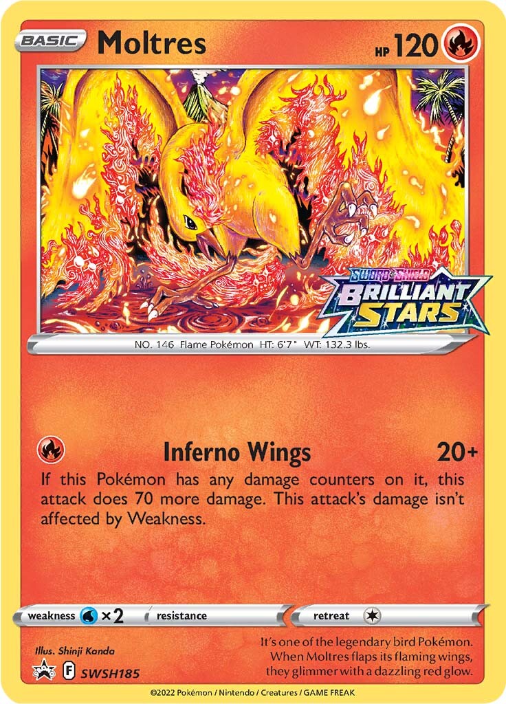 Moltres (SWSH185) (Prerelease Promo) [Sword & Shield: Black Star Promos] | RetroPlay Games