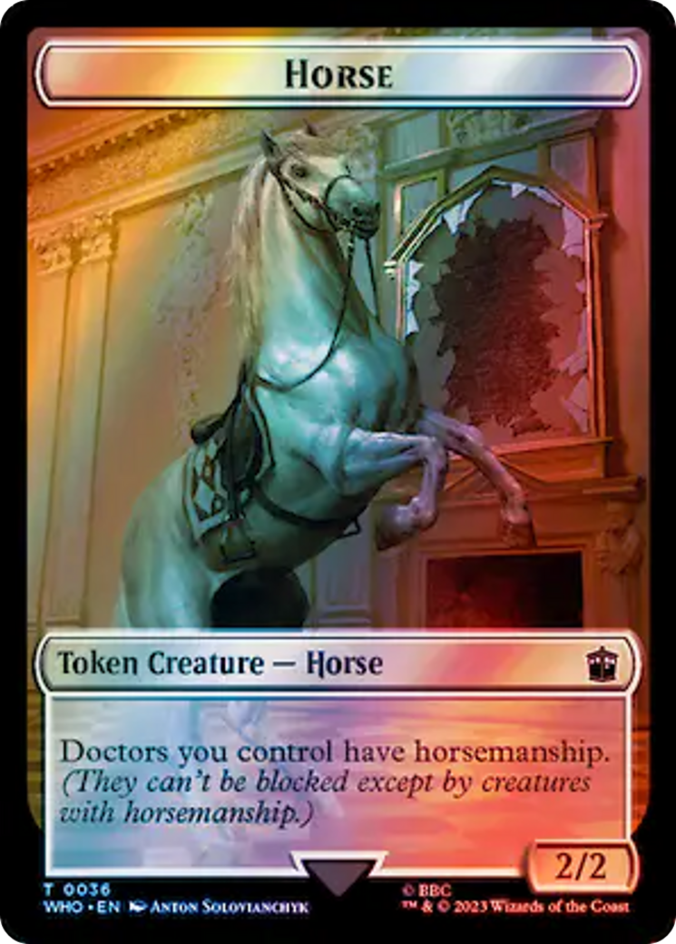 Horse // Clue (0053) Double-Sided Token (Surge Foil) [Doctor Who Tokens] | RetroPlay Games