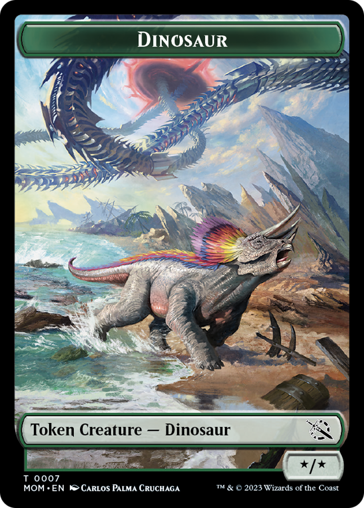 Warrior // Dinosaur Double-Sided Token [March of the Machine Tokens] | RetroPlay Games