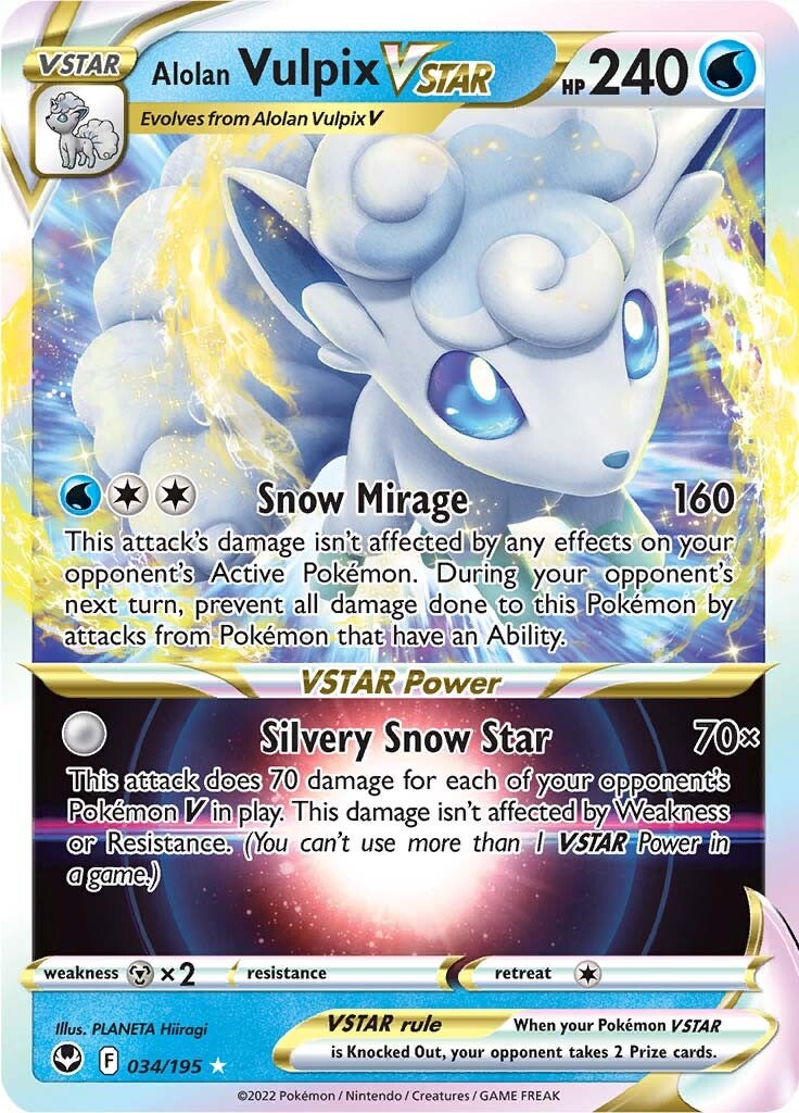 Alolan Vulpix VSTAR (034/195) [Sword & Shield: Silver Tempest] | RetroPlay Games