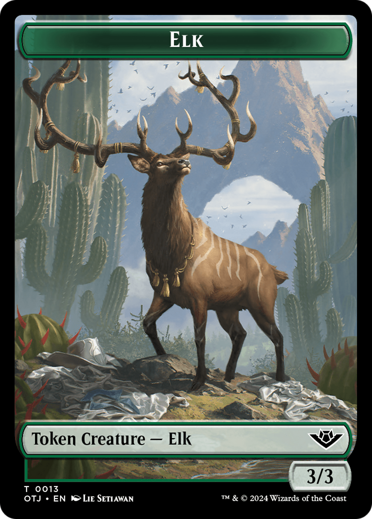 Treasure // Elk Double-Sided Token [Outlaws of Thunder Junction Tokens] | RetroPlay Games