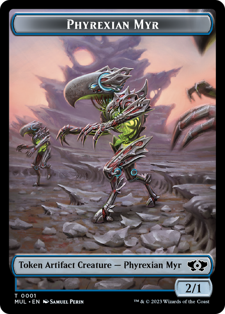 Phyrexian Myr // Wrenn and Realmbreaker Emblem Double-Sided Token [March of the Machine Tokens] | RetroPlay Games