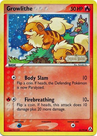 Growlithe (55/92) (Stamped) [EX: Legend Maker] | RetroPlay Games
