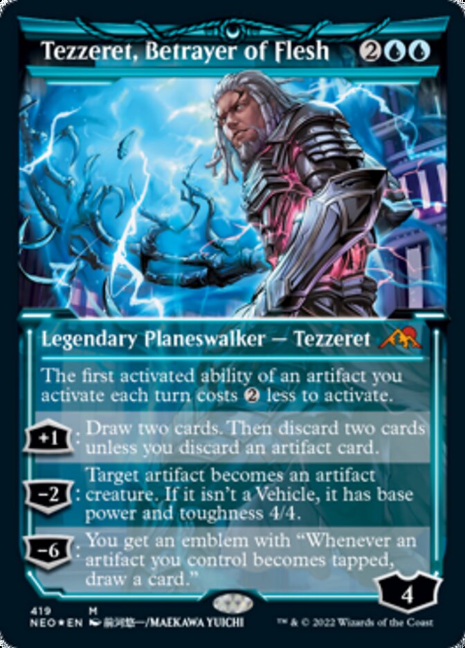 Tezzeret, Betrayer of Flesh (Showcase) (Foil Etched) [Kamigawa: Neon Dynasty] | RetroPlay Games