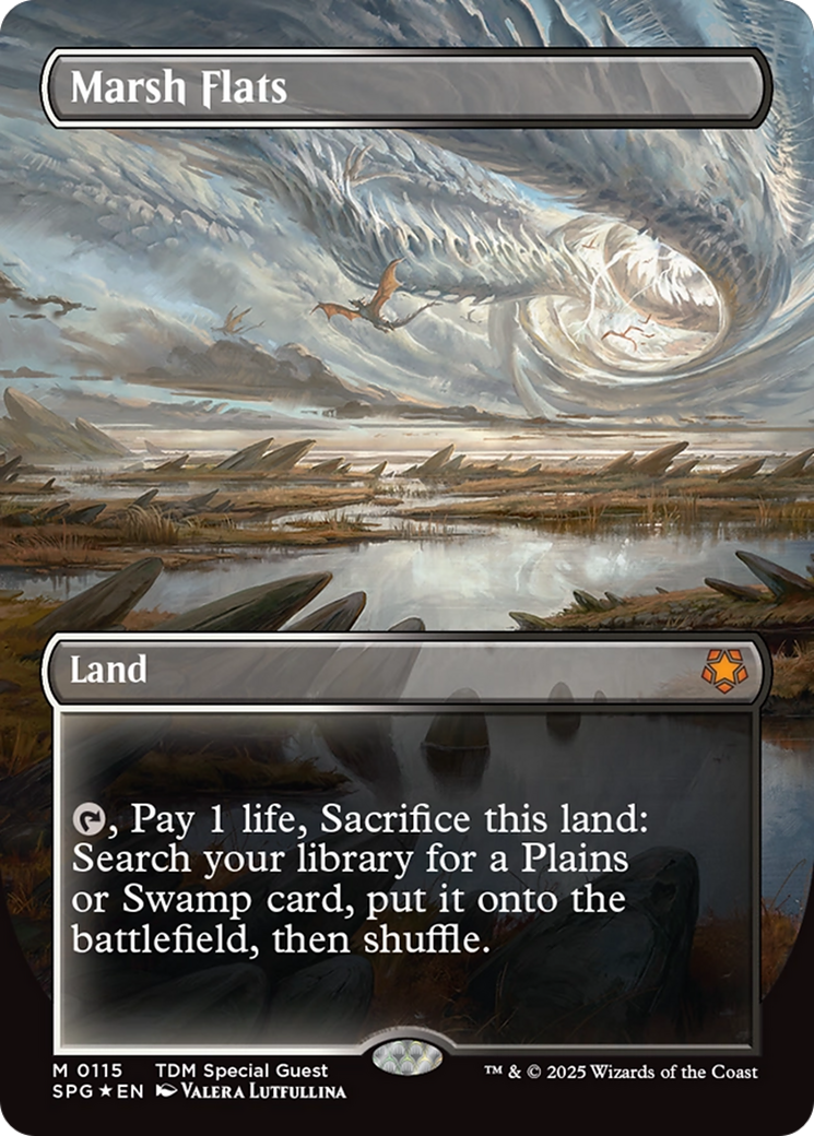 Marsh Flats (Borderless) (Dragonscale Foil) [Tarkir: Dragonstorm Special Guests] | RetroPlay Games