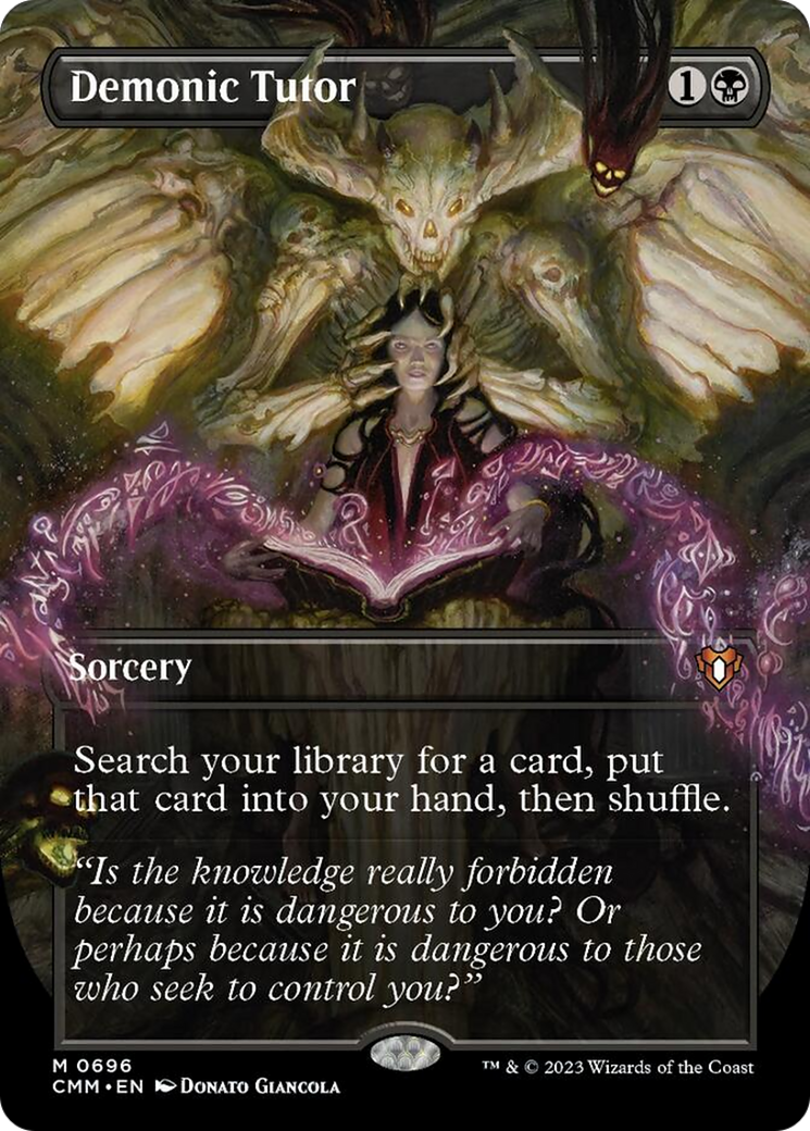 Demonic Tutor (Borderless Alternate Art) [Commander Masters] | RetroPlay Games