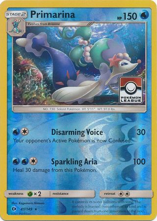 Primarina (41/149) (League Promo) [Sun & Moon: Base Set] | RetroPlay Games
