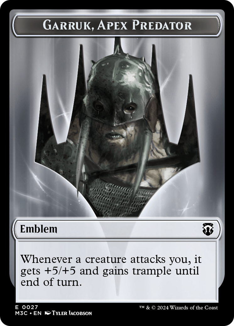 Garruk, Apex Predator Emblem // Saproling Double-Sided Token [Modern Horizons 3 Commander Tokens] | RetroPlay Games