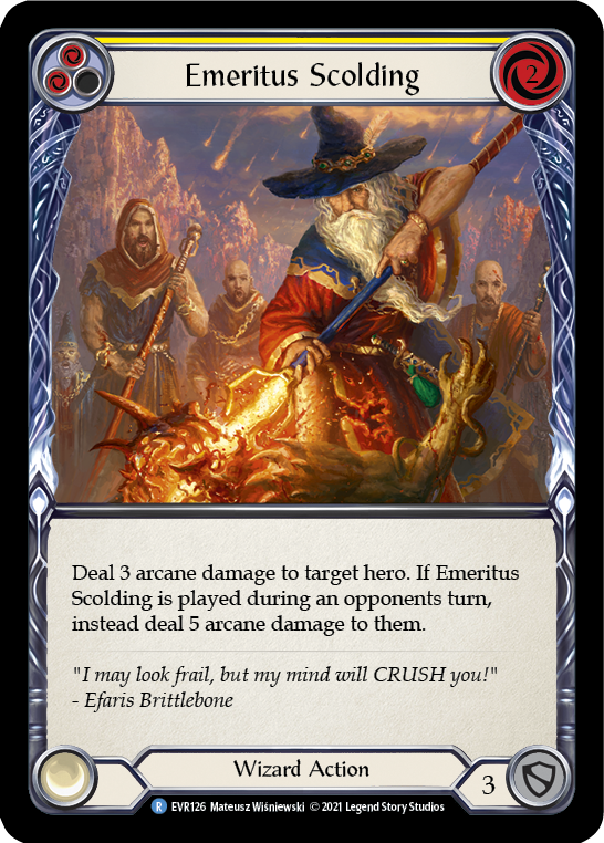Emeritus Scolding (Yellow) [EVR126] (Everfest)  1st Edition Rainbow Foil | RetroPlay Games