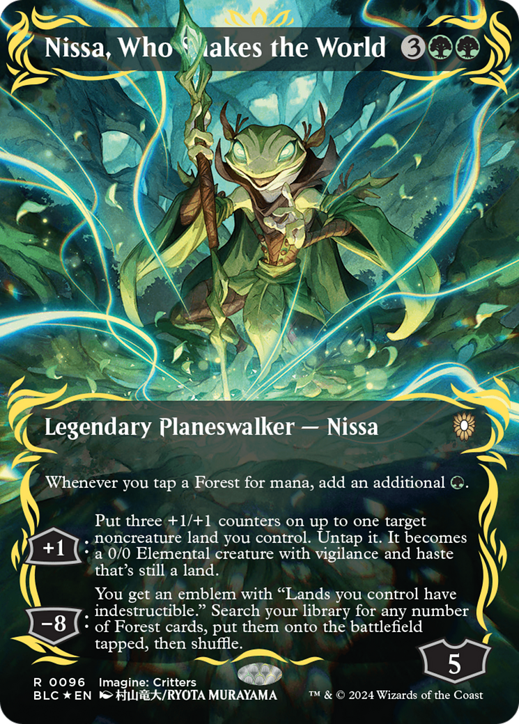 Nissa, Who Shakes the World (Borderless) (Raised Foil) [Bloomburrow Commander] | RetroPlay Games