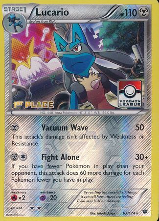 Lucario (63/124) (League Promo 1st Place) [XY: Fates Collide] | RetroPlay Games