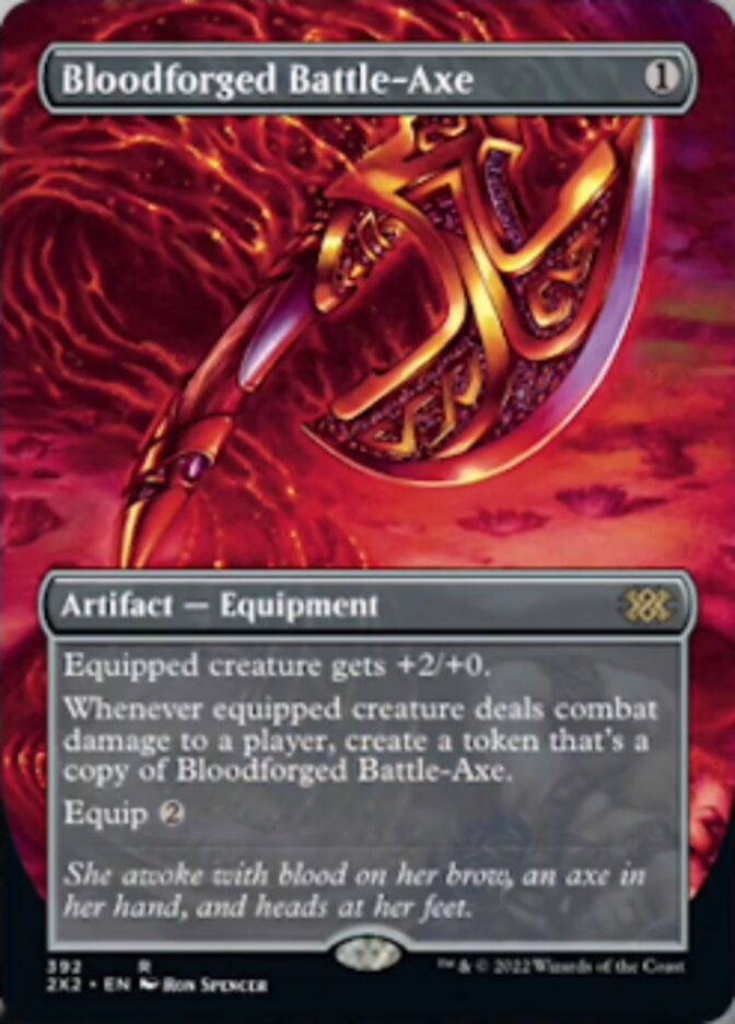 Bloodforged Battle-Axe (Borderless Alternate Art) [Double Masters 2022] | RetroPlay Games