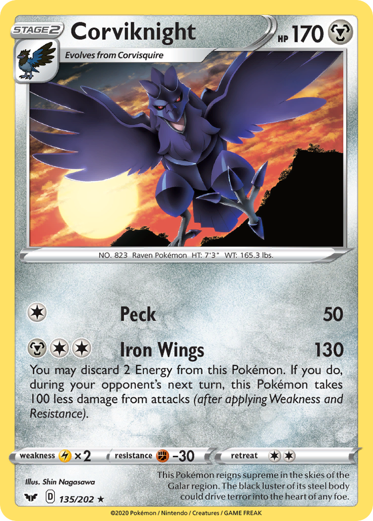Corviknight (135/202) [Sword & Shield: Base Set] | RetroPlay Games