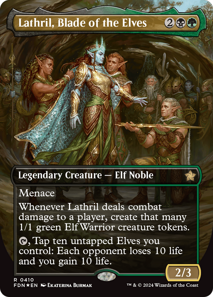 Lathril, Blade of the Elves (Borderless) (Mana Foil) [Foundations] | RetroPlay Games