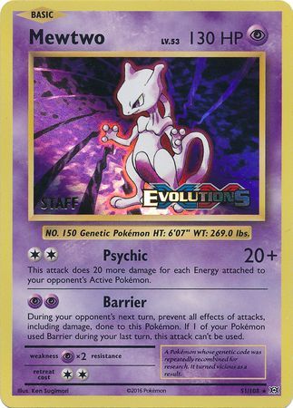 Mewtwo (51/108) (XY Evolutions Staff Prerelease) [XY: Black Star Promos] | RetroPlay Games