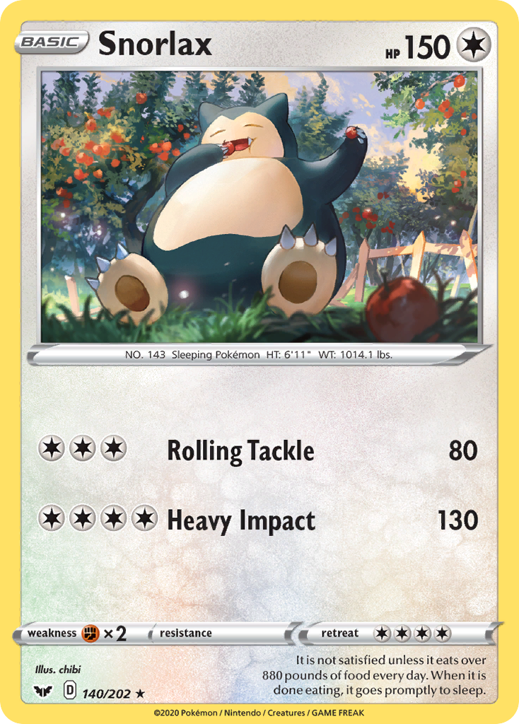 Snorlax (140/202) [Sword & Shield: Base Set] | RetroPlay Games
