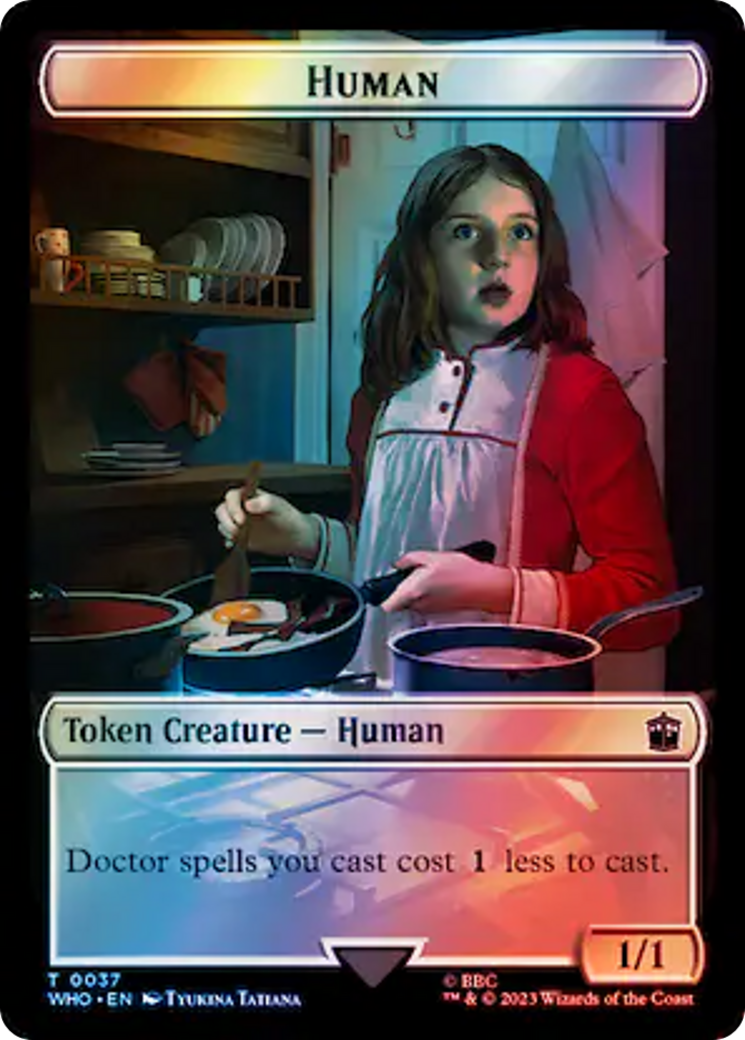 Human (0037) // Dinosaur Double-Sided Token (Surge Foil) [Doctor Who Tokens] | RetroPlay Games