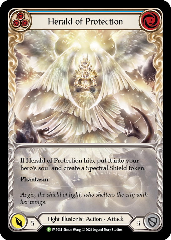 Herald of Protection (Blue Extended Art) [FAB031] (Promo)  Rainbow Foil | RetroPlay Games