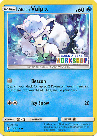 Alolan Vulpix (21/145) (Build A Bear Workshop Exclusive) [Sun & Moon: Guardians Rising] | RetroPlay Games