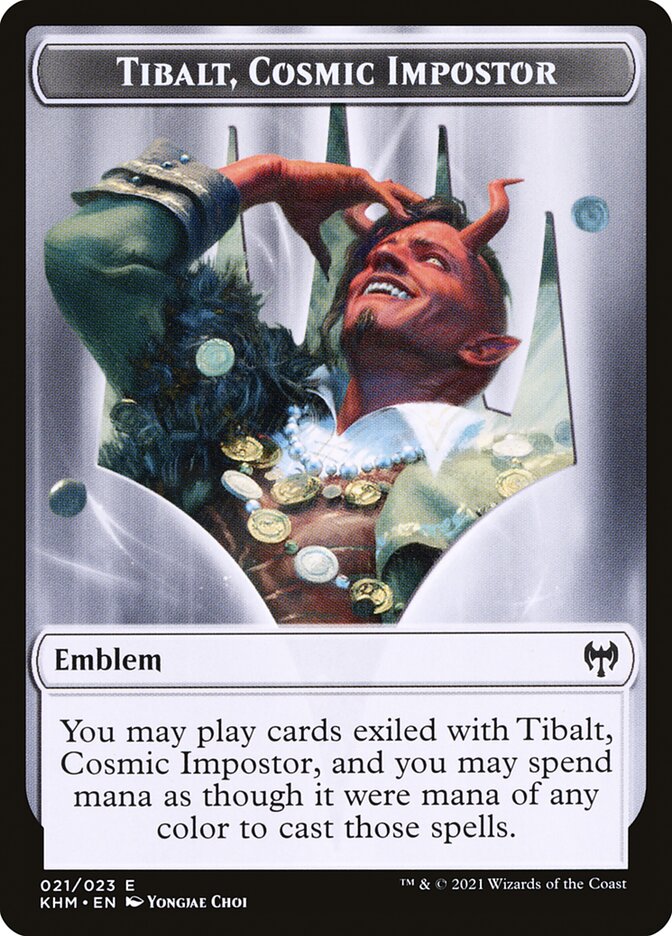 Elf Warrior // Tibalt, Cosmic Impostor Emblem Double-Sided Token [Kaldheim Tokens] | RetroPlay Games
