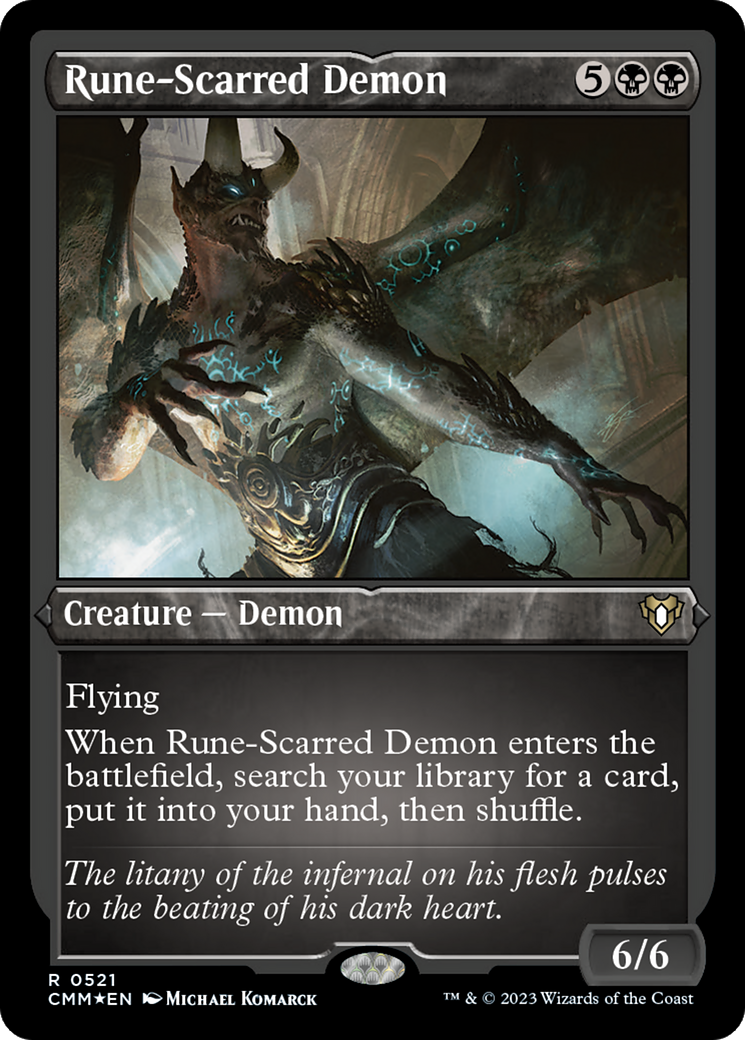 Rune-Scarred Demon (Foil Etched) [Commander Masters] | RetroPlay Games