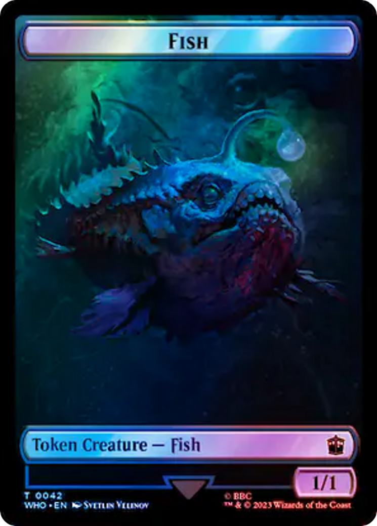 Fish // Alien Salamander Double-Sided Token (Surge Foil) [Doctor Who Tokens] | RetroPlay Games